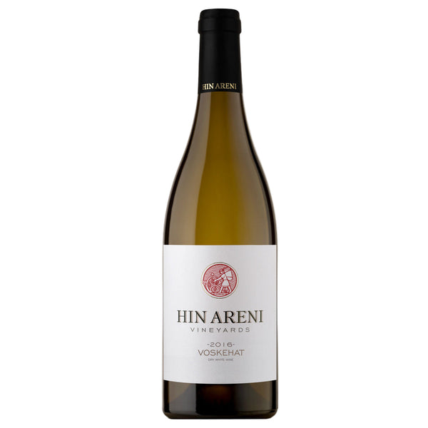 Wine bottle with 'Hin Areni' label on a white background