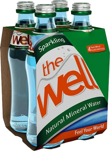 Well Sparkling Water 300ml 4pack glass